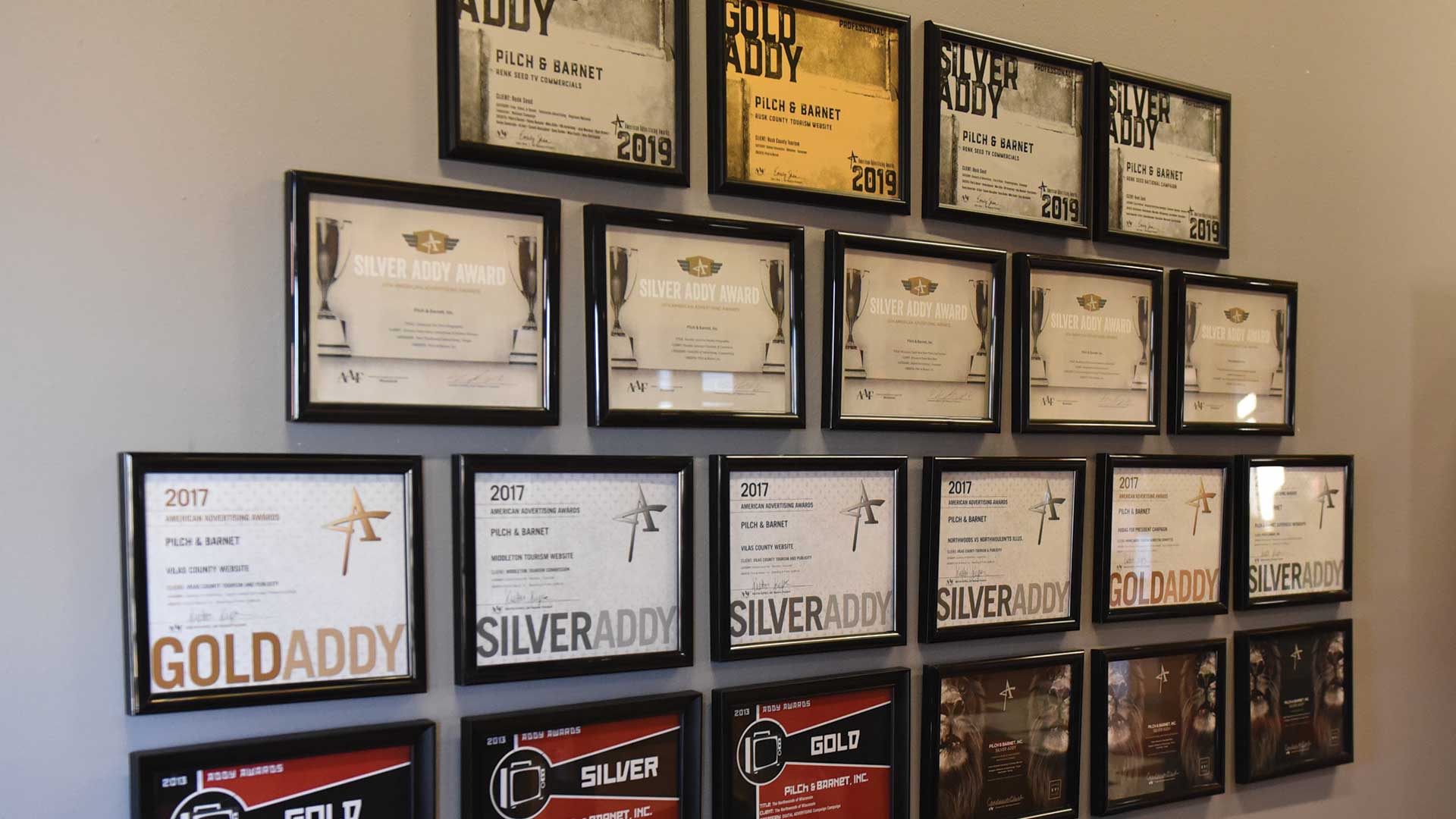 Addy Award Winner wall