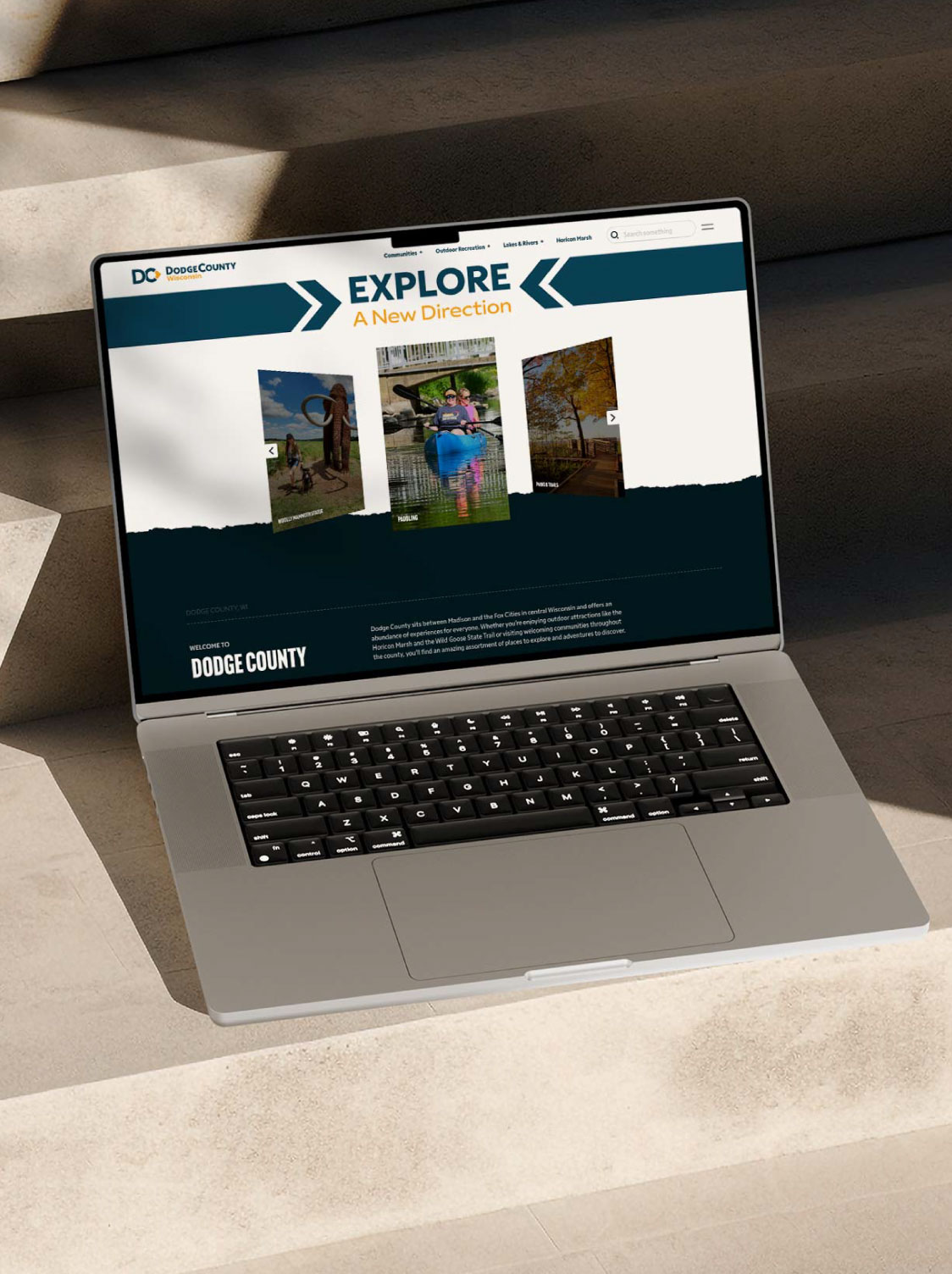 Dodge County website being displayed on a laptop screen